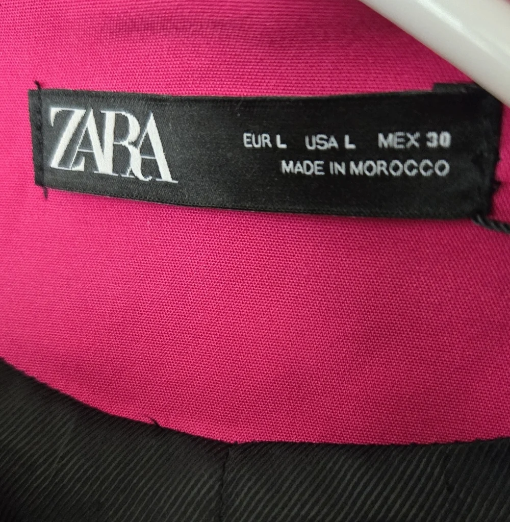 Zara Fuchsia Hot Pink Puff Sleeve Blazer Jacket - Picture 2 of 5